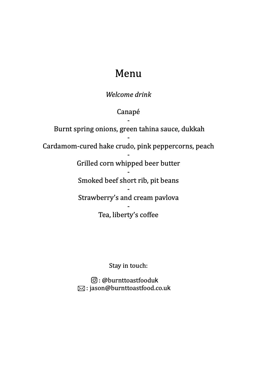 Cooking over fire Supper Club (18th & 19th July)