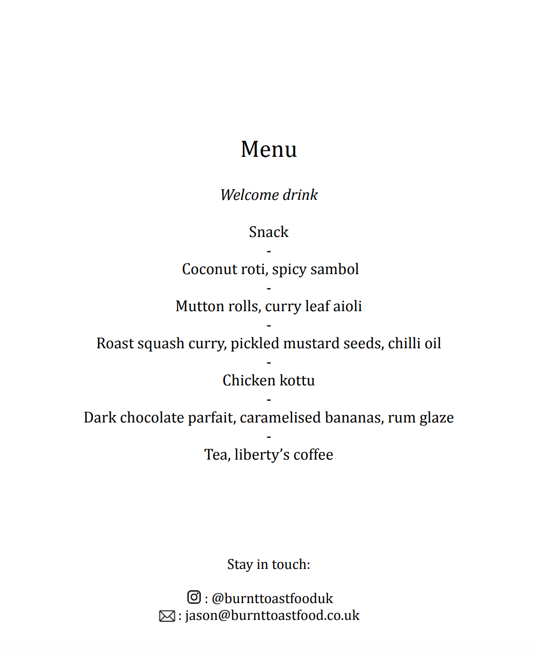 Sri Lankan Supper Club (27th & 28th February)